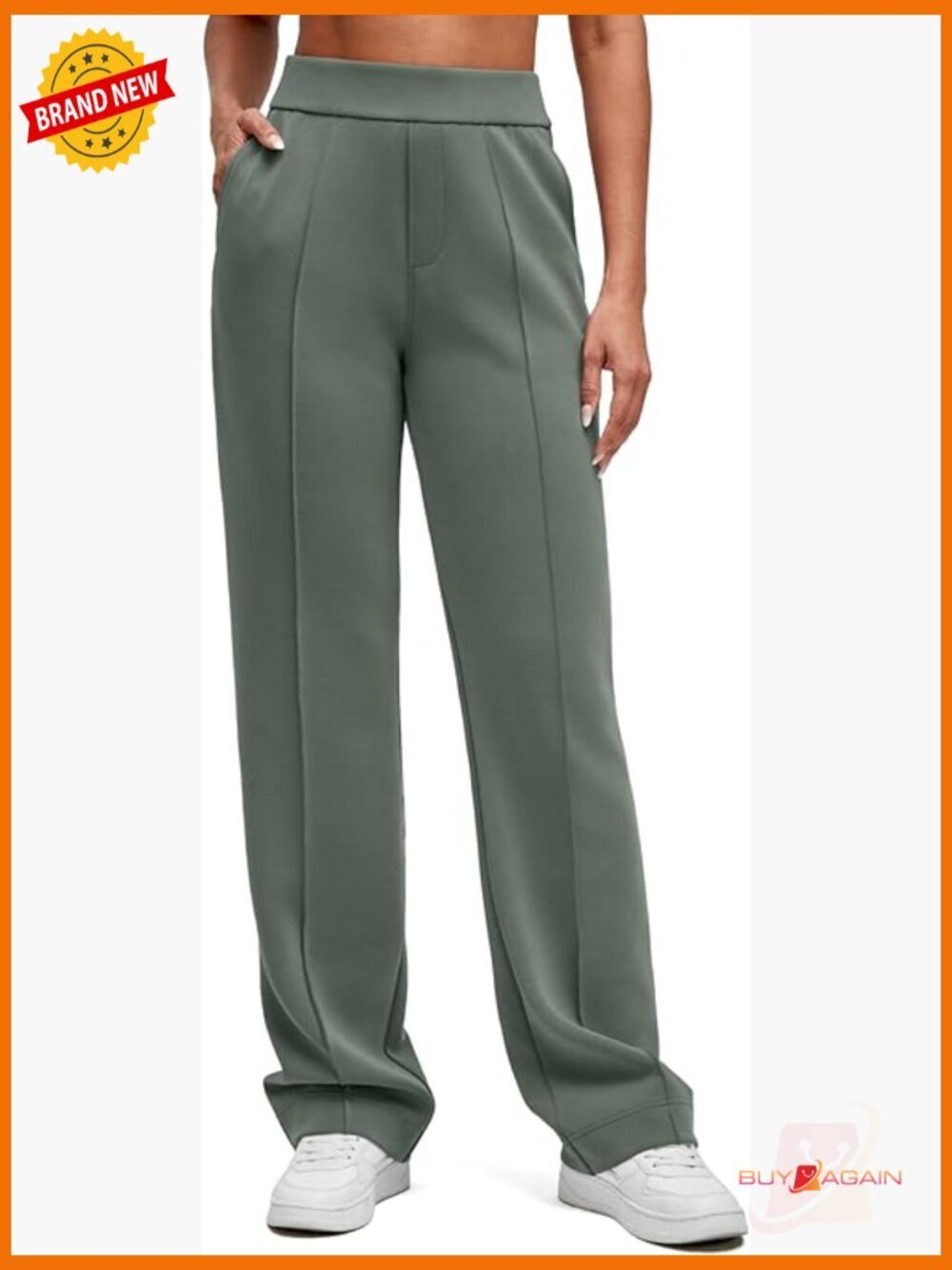 High Waist Elastic Lounge Sweatpants with Pockets Straight Leg - Picture 1 of 7